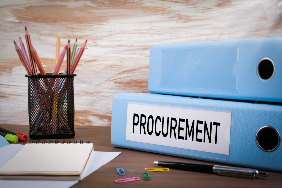 Procurement, Office Binder on Wooden Desk